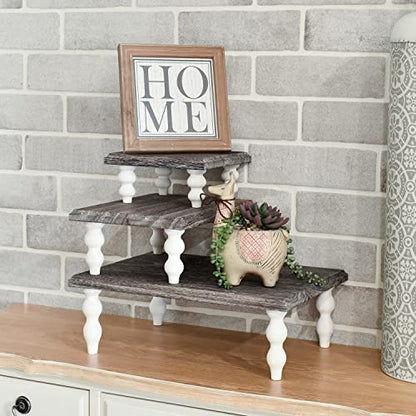 Ikee Design 3 Pcs Set Wooden Display Riser - color: Coffee, 3 pcs