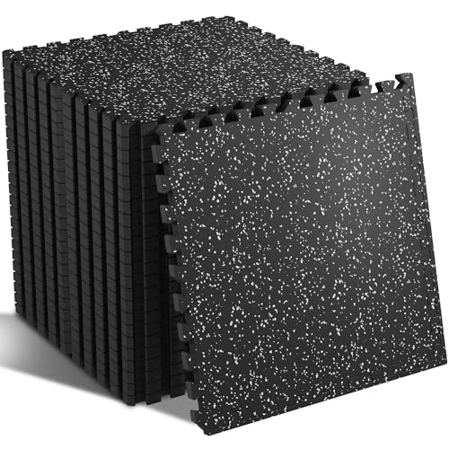 SUPERJARE 0.79'' Extra-Thick 24 Pcs 96 Sq Ft Exercise Equipment Mats - color: Black/Grey, size: 24 Tiles (96 Sq Ft)
