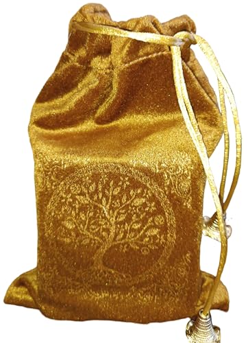 Indian Consigners Soft Velvet Pouch for Tarot, Altar, Rune, Gift, Crystal, jewelry Wrap Bags for Precious, Sacred and Spiritial Items (Gold) - color: Gold
