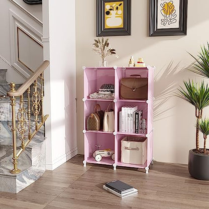 AWTATOS Cube Storage Organizer, Closet Organizers, 6 Cube Shelf, Pink - color: Pink