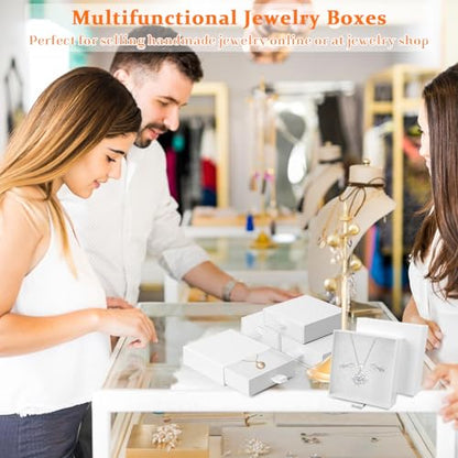 Jewelry Gift Boxes, 5 Pack 3.5×3.5x1.18 Inch Small Jewelry Gift Box Bulk, Small Gift Box,Cardboard Jewelry Gift Necklace Ring Earring Boxes (White) - color: White1