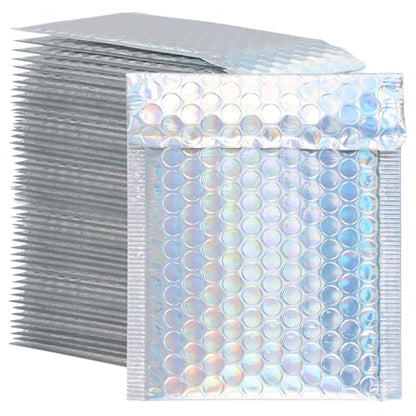 100 PCS 5 x 6 Inch Metallic Bubble Mailers, Silver Padded Mailing Envelopes, Practical Self Seal Aluminum Film Shipping Envelopes for Packing, Mailing - color: Silver