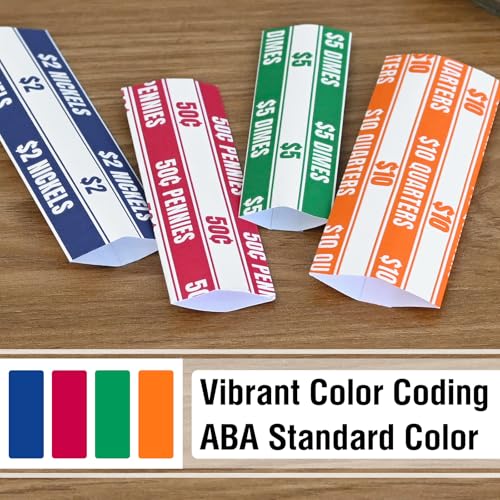 THEBLUETOUCH 400 pcs Assorted White Kraft Flat Coin Wrappers - size: 400 Assorted