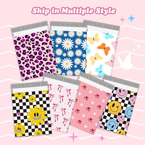 Fuxury Poly Mailers 10x13" 50pcs,Cute Shipping Bag for Clothes,Checkerboard - color: Smile Face, size: 10x13" 50pcs