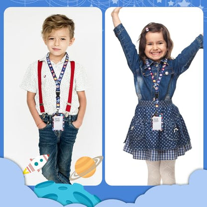Lanyard with Card Holder, Retractable Badge Reel with Belt Clip for Id Badge Holder Keys Cute Space Planets Astronauts Neck Key Lanyard Detachable for Kids Women Nurses Teacher Student School Supplies - style: Space