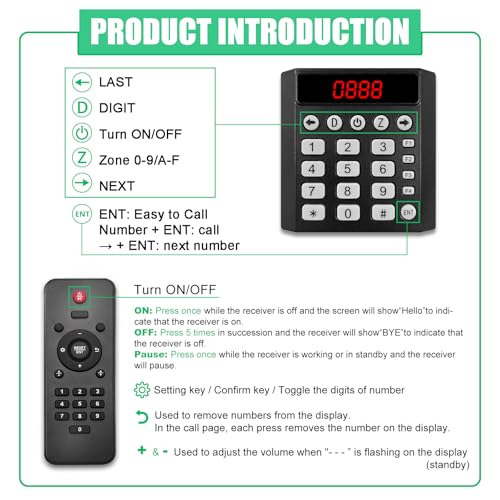 Queue Calling System Wireless 3-Digit Take a Number Machine with Now Serving Display Screen Numeric Keypad Caller and Ticket Dispenser Stand from 000-999 Paper Roll for Restaurant Bank Clinic