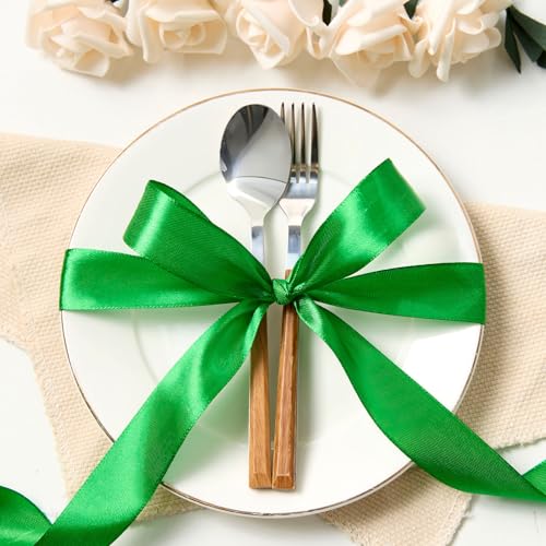 Green Satin Ribbon 1 Inch x 100 Yards - color: Green