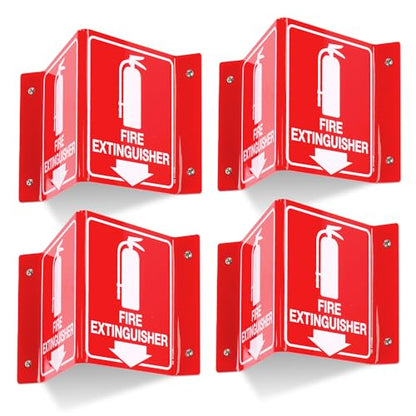 T&R Fire Extinguisher Sign, Fire Extinguisher with Down Arrow - 4 Pack - 8 x 6 Inches Acrylic, 4 pre-drilled holes, Includes Matching Screws, Use for Home Office/Business - color: V - 4 Pack
