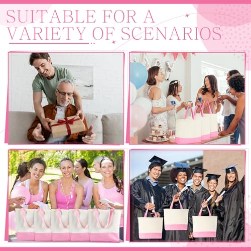 Epakh Canvas Tote Bags Bulk 18.5 x 15 In - color: Pink Color