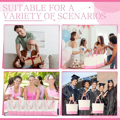 Epakh Canvas Tote Bags Bulk 18.5 x 15 In - color: Pink Color