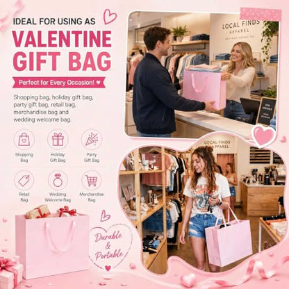 Fuyoooo 20 Pcs 18 x 7 x 14 Extra Large Kraft Paper Gift Bags, Light Pink - color: Light Pink