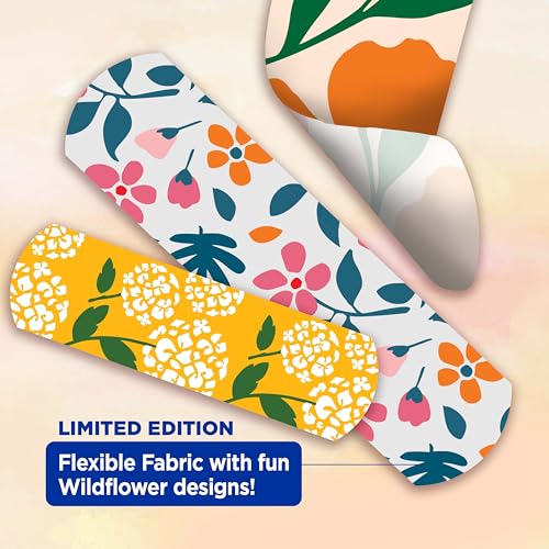 BAND-AID Brand Flexible Fabric Adhesive Bandages, Wildflower Designs, 30 Ct