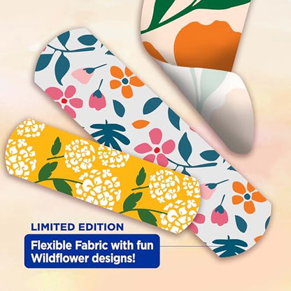 BAND-AID Brand Flexible Fabric Adhesive Bandages, Wildflower Designs, 30 Ct
