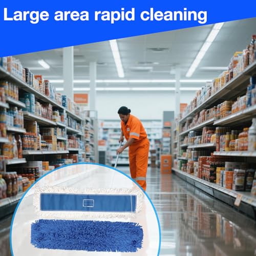 36 inch (1-Cotton 1-Fiber) Microfiber Dust Mop Head Replacements Pads, Large Commercial Mop Head Replacement for Industrial Dust Mop Head Floor Cleaning, Office, School, Restaurant, Hospital Reusable - size: 1-Cotton-1-fiber