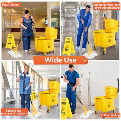 VOUBIEN 35 Qt Commercial Mop Bucket with Side-Press Wringer Combo on Wheels