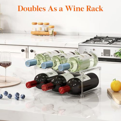 Lifewit Stackable Water Bottle Organizer, Clear Tumbler Holder for Cabinet - size: 2 Tier-6 Bottle