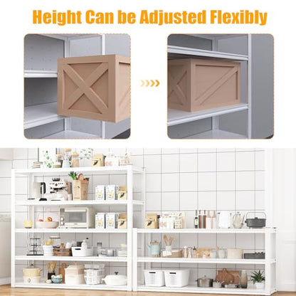 Himimi Garage Shelving 3500 LBS Garage Shelves Heavy Duty 72" H Standing Shelf Units, 5-Tier Adjustable Metal Shelving for Industrial Basement Warehouse, 48" W x 24" D x 72" H, White - color: White, size: 48"W x24"Dx72"H-Plate