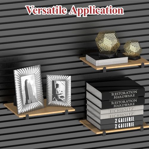12 Inch Black Slatwall Shelf Bracket, 12 PCs Metal Slat wall Shelves Accessories, Heavy Duty Slat Wall Hooks, Slatwall Display Hangers for Storage and Organization