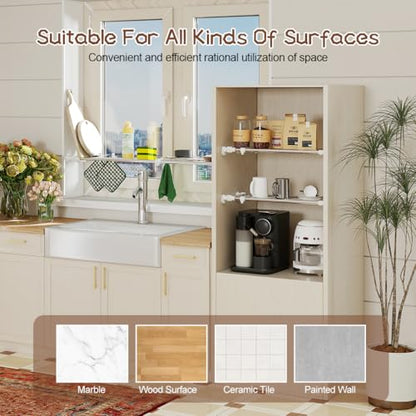 Hershii Tension Shelf Expandable Rod, Adjustable Closet Tension Shelves - color: Ivory, size: 46.85 - 75 inches