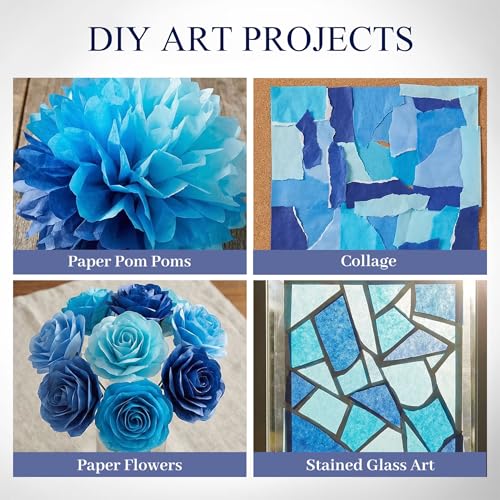 VGOODALL 450 Sheets Blue Tissue Paper, 6 Colors, 11.5 X 8 inches - color: Blue