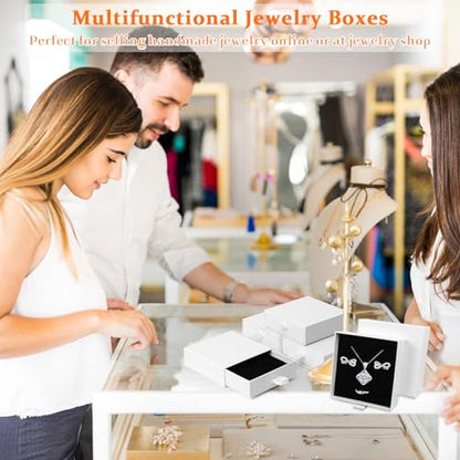 Jewelry Box, 5Pcs Jewelry Boxes for Women 3.5×3.5x1.18 Inch Jewelry Gift Box, Small Jewelry Boxes Necklace Ring Earring Jewelry Box (White) - color: white3