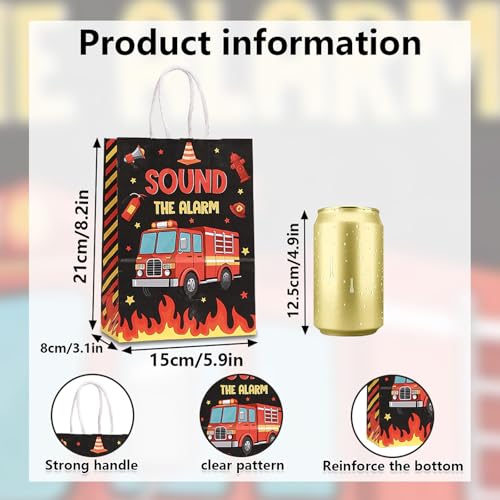 piqiya Fire Truck Party Favor Bags,24pcs Firetruck Gift Treat Goodie Bag for Fire Safety Awareness Events,Firefighter Candy Treat Paper Bag, Gift Bags for Fireman Birthday Party Rescue - color: Firetruck