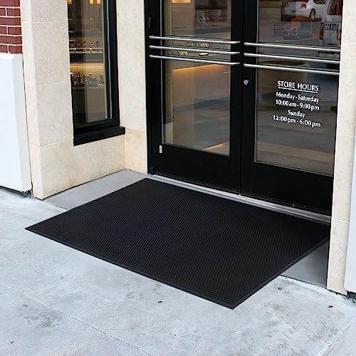 Guardian Easy Step Scraper 3X5 (33in x 58in) Indoor/Outdoor, Heavy-Duty, Solid Rubber Floor Mat,Black - size: 58"L x 33"W x 0.3"Th