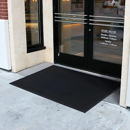 Guardian Easy Step Scraper 3X5 (33in x 58in) Indoor/Outdoor, Heavy-Duty, Solid Rubber Floor Mat,Black - size: 58"L x 33"W x 0.3"Th