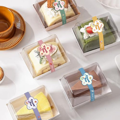 7.9 inch Long Thank You Stickers Small Busines 150 Pcs Cute Flower Shaped Have A Nice Day Self-Adhesive Sealing Baking Labels Handmade Food Tamper-Proof Bakery Sticker for Baked Goods Packaging
