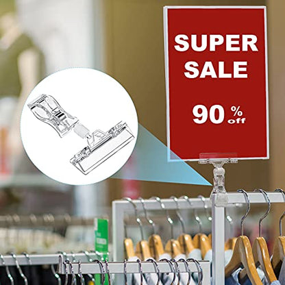 20 Pieces Plastic Merchandise Sign Holder Clips Clear Vendor Display Stand