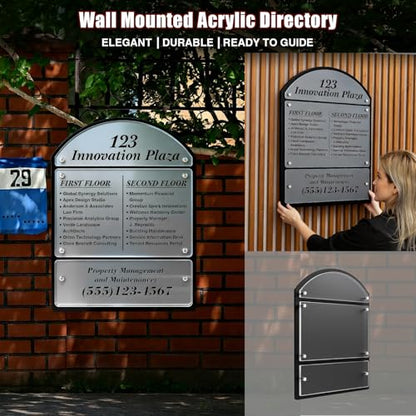AmazingSpark 25 x 18.5 Inches Wall Mounted Office Sign Acrylic Directory Sign Office Wall Directory Large Signs Holder 6 Panels Black Backing for Restaurant Church Poster Frame Easy Install Board