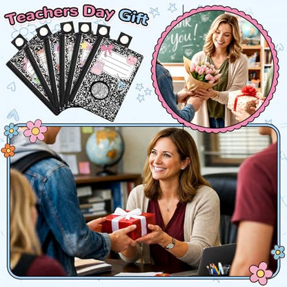 Gueevin 6 Pack Teacher Alarm ID Badge Holder, Composition Notebook - style: Composition Notebook