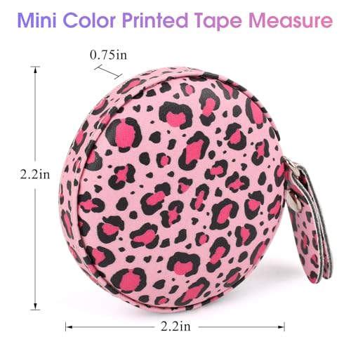 Retractable Mini Leather Tape Measure, Auto Retract Leopard Print - color: Leopard Print