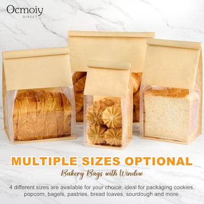 Ocmoiy Bread Bags for Homemade Breads, 6.3 x 5.1 x 10.3 Inches, 50 Pack
