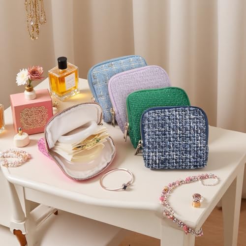 Jewelry Organizer Case, Small Travel Tweed Pouch, Portable(Lemon Yellow) - color: Lemon Yellow