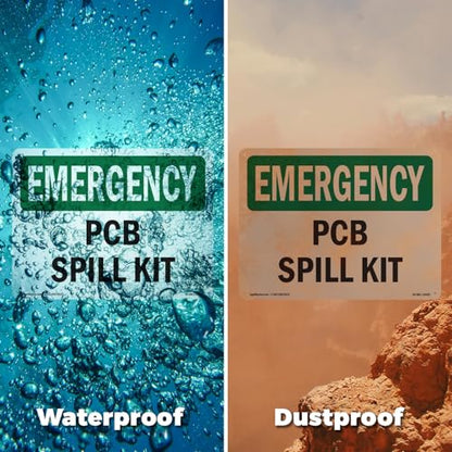 PCB Spill Kit OSHA Emergency Aluminum Sign 18 Inch x 12 Inch - 5 Pack - color: Aluminum, size: 5 Pack of 18" x 12"