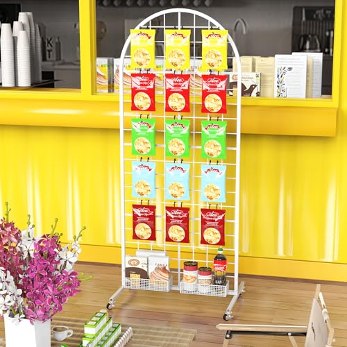 Aseem Metal Grid Wall Panels Display Stand White Movable 2x5.2FT, 1PCS - color: White, size: 5.2 FT