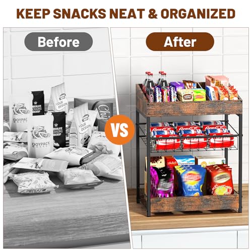Snack Organizer for Countertop, 6 Adjustable Compartment - size: 40×28×52cm