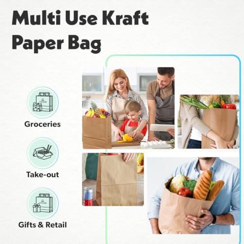 DURO 57# Heavy Duty Brown Grocery Bags, No Handles, 12x7x17 In, 100 Ct - size: 1 Count (Pack of 100)