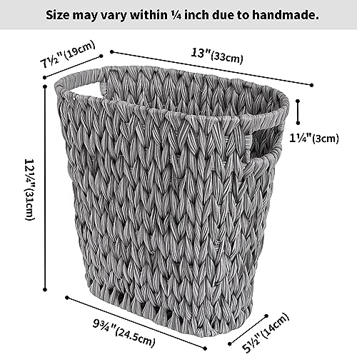 GRANNY SAYS Bathroom Trash Can, Wicker Waste Basket for Bathroom, Gray - color: Gray, size: Rectangular - 13"L x 7½"W x 12¼"H