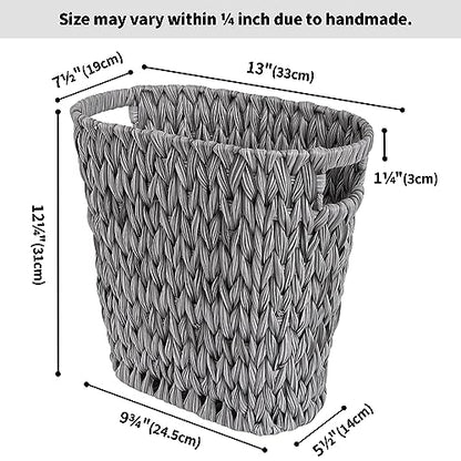 GRANNY SAYS Bathroom Trash Can, Wicker Waste Basket for Bathroom, Gray - color: Gray, size: Rectangular - 13"L x 7½"W x 12¼"H