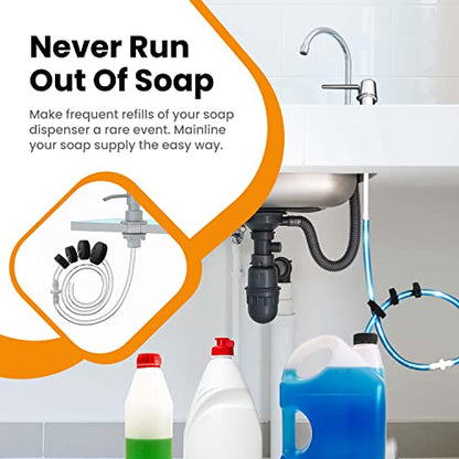 Kitchen Sink Soap Dispenser Extension Tube Kit - Made in The USA - The Original Under Sink Soap Dispenser Conversion Kit - Never Fill The Little Bottle Again!
