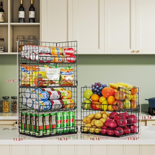 JKsmart 6-Tier XXL Stackable Wire Basket, Snack Organizer for Countertop - size: 6 Tier XXL