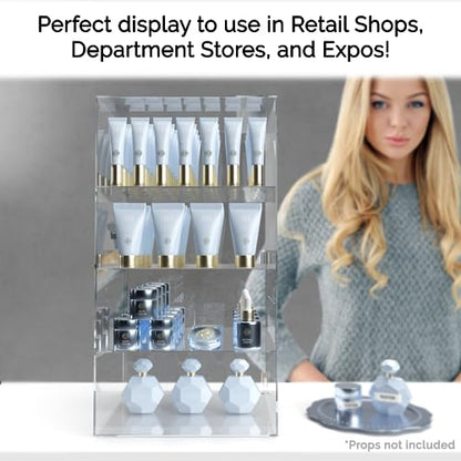 Marketing Holders Acrylic Locking Vertical Cabinet with Keys 12" x 12" x 23" Clear Tall Countertop Locker One Piece No Assembly Cupboard with Swinging Door for Retail Merchandise - size: 12" x 12" x 23"