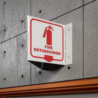 Stay Safe with our OSHA Compliant Folded Projecting Fire Extinguisher Sign - 5"x7", 1mm Aluminum, Essential Workplace Safety Warning - color: Fire Extinguisher
