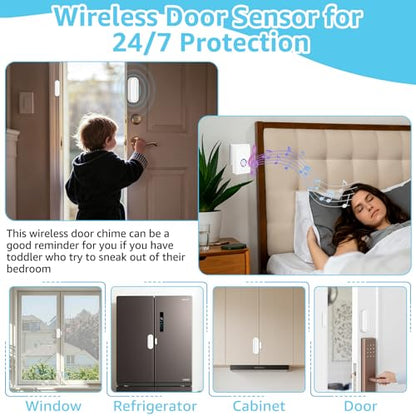 GreenCycle Wireless Door Open Sensor Chime, Door Entry Chime - color: 1 plug recevier+ 2 chime