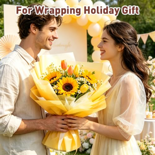 TUXIYA 330 Pcs Yellow Tissue Paper,6-Color 14"X10" Tissue Paper Bulk - color: Yellow