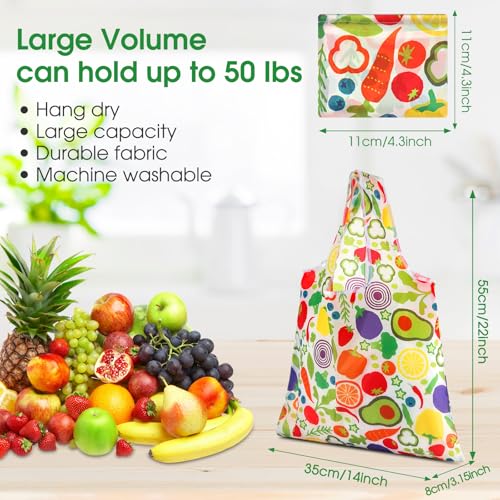 Eccliy 24 Pcs Reusable Grocery Bags Shopping Bags Foldable, Fruits Style - style: Fruits Style