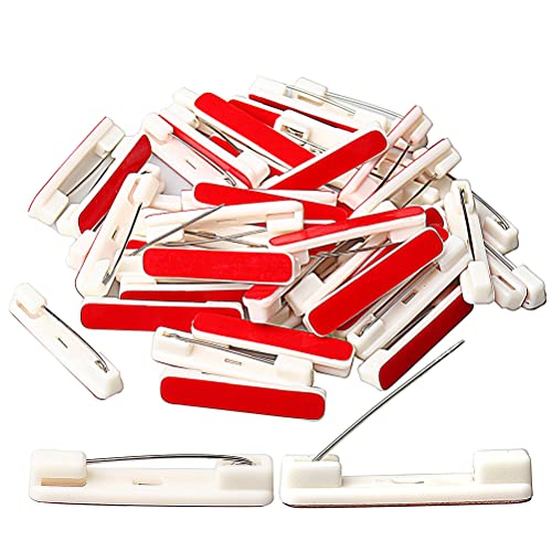 100 White Plastic Safety Bar Pins, Self-Adhesive, 1.46 Inch