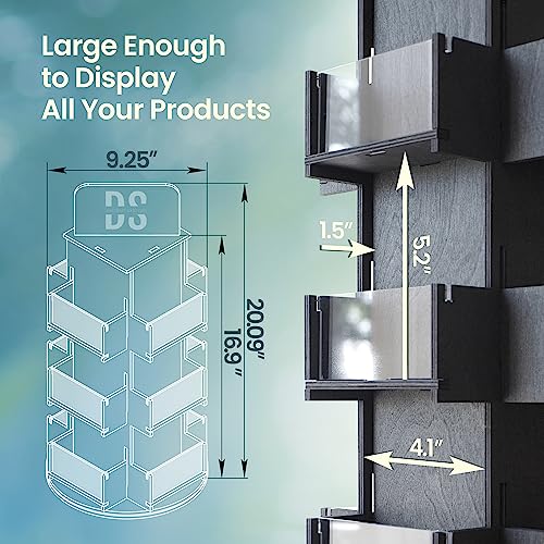 3 Tier Rotating Sticker Display Stand for Vendors, Coaster Display Rack - color: Black